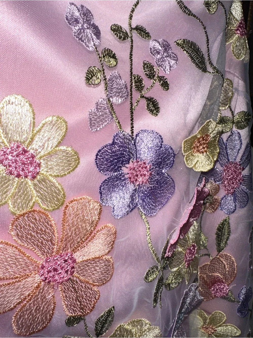 Aqua Pastel Floral Embroidered Mini Dress - Pink, Blue, Yellow